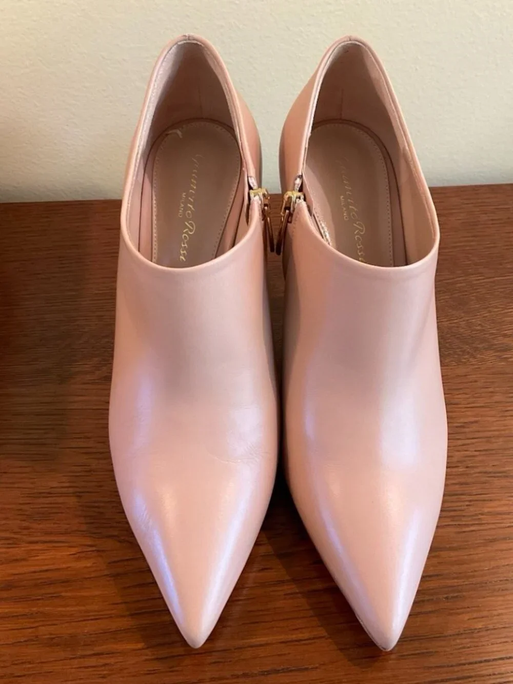 Gianvito Rossi Peach Pointed Toe Stiletto Zip Leather Pumps - Picture 2 of 8